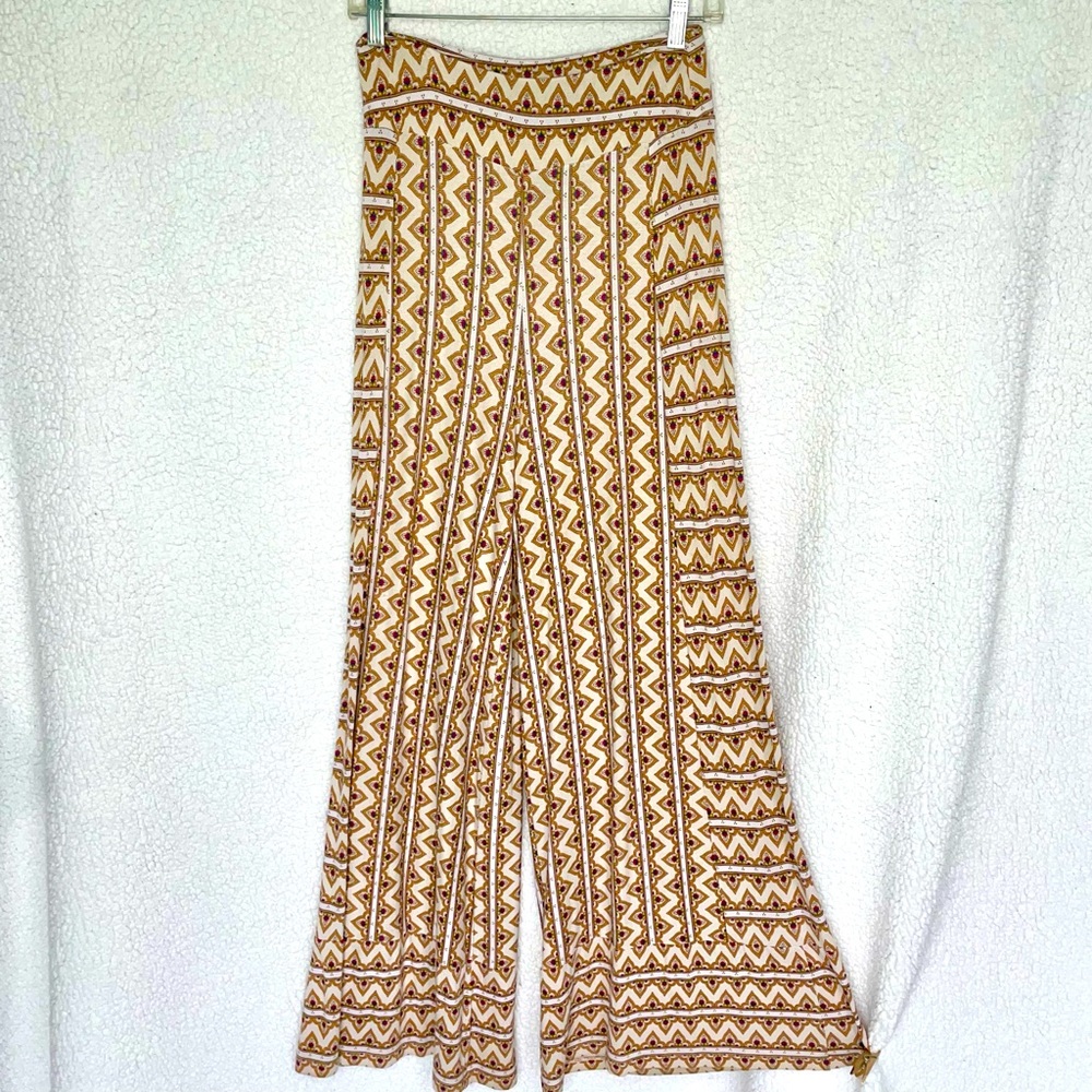 EUC Farm Rio Anthropologie wide-leg boho pants, cute print